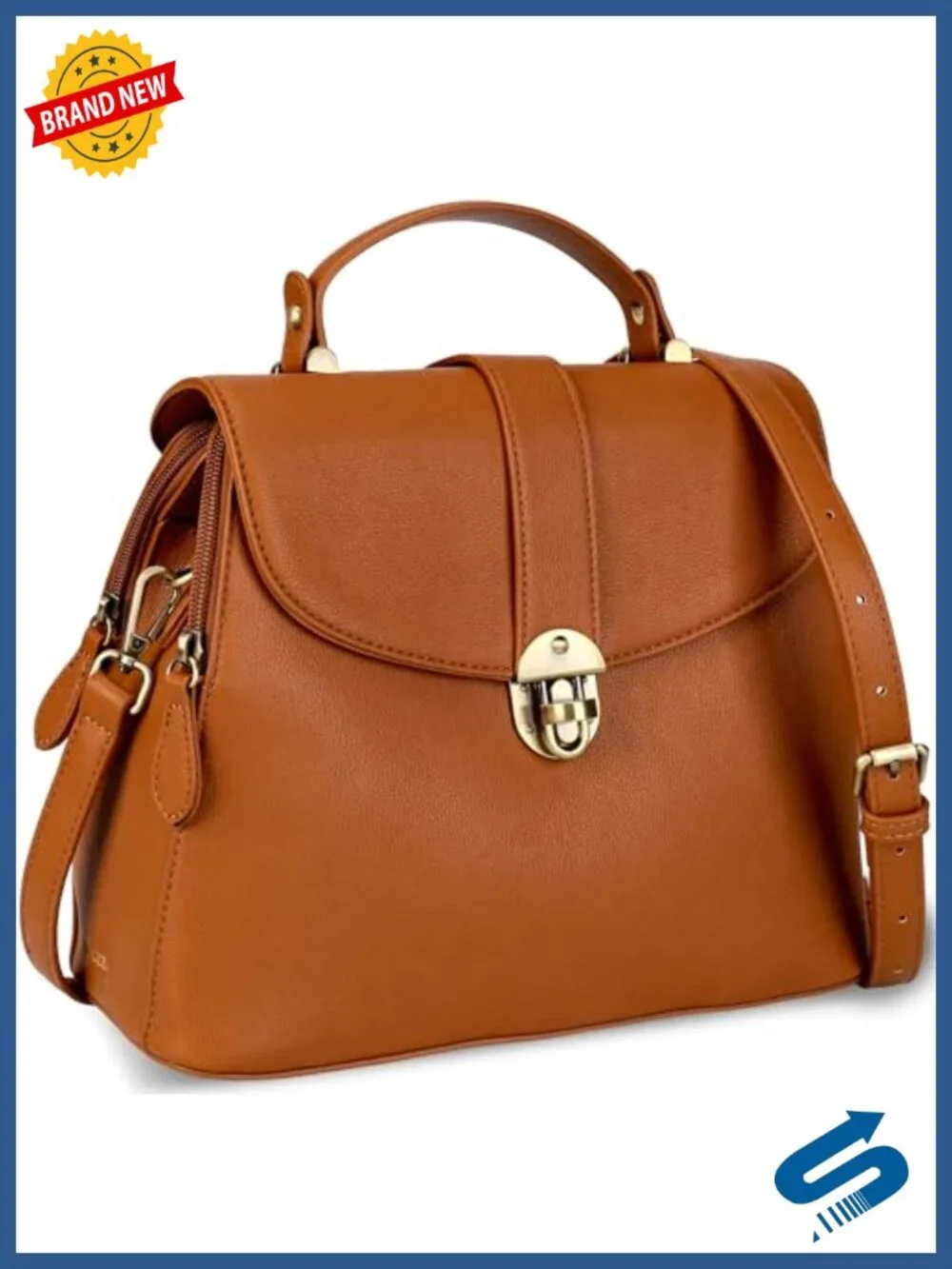 Vegan Leather Top Handle Handbag Satchel Crossbody Shoulder Bag Purse